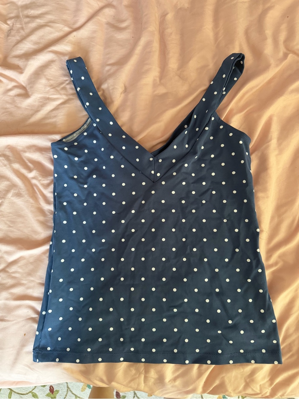 Polka Dot V-Neck Women's Tank Top - Navy